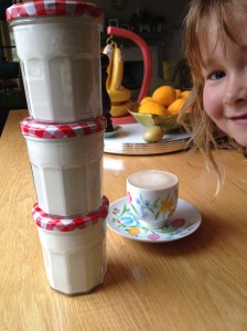 Aliya photobombs the cashew milk pic!